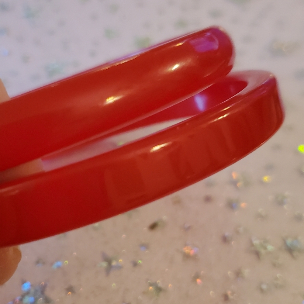 Vintage 60s Era Red Lucite Bangle Bracelets